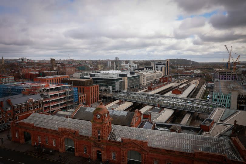 A general view of Nottingham Train Station from the new Unity Square building