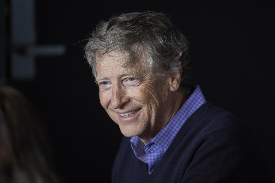 Bill Gates, Microsoft co-founder and director at Berkshire Hathaway, smiles during a game of bridge following the annual Berkshire Hathaway shareholders meeting in Omaha, Neb., Sunday, May 5, 2019. (AP Photo/Nati Harnik)