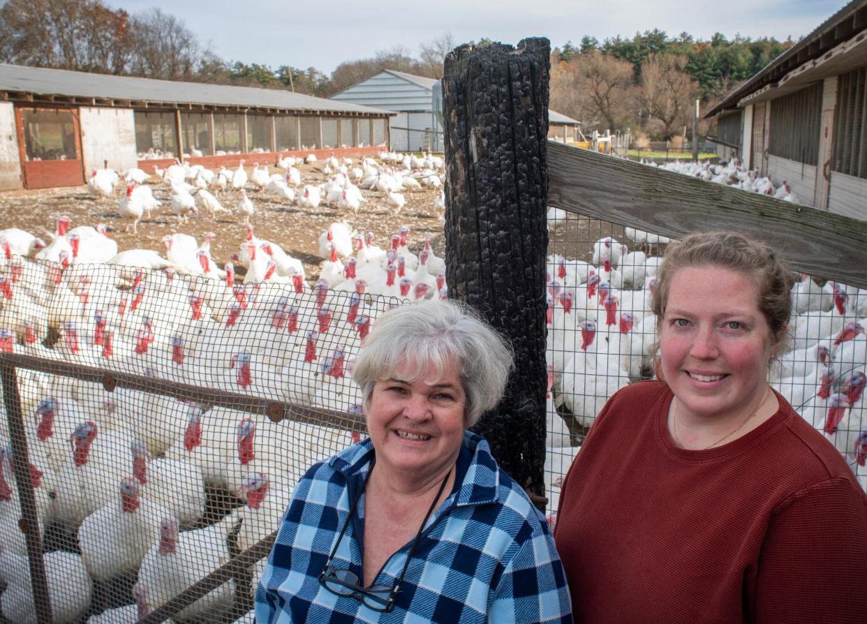 Susan Miner and her daughter Jennifer Miner at Bob’s Turkey Farm Wednesday.