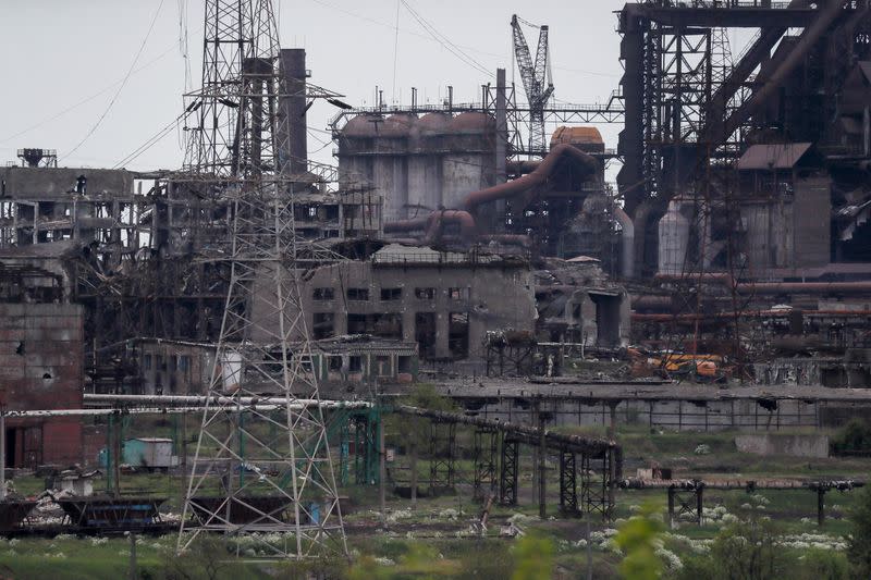 A view shows a plant of Azovstal Iron and Steel Works in Mariupol