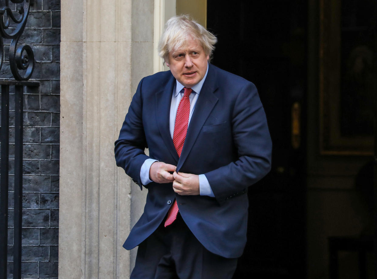 UK Prime Minister Boris Johnson stands Outside Number 10 Downing Street as he takes part during the Clap For Our Cares campaign in London. (Photo by Brett Cove / SOPA Images/Sipa USA)