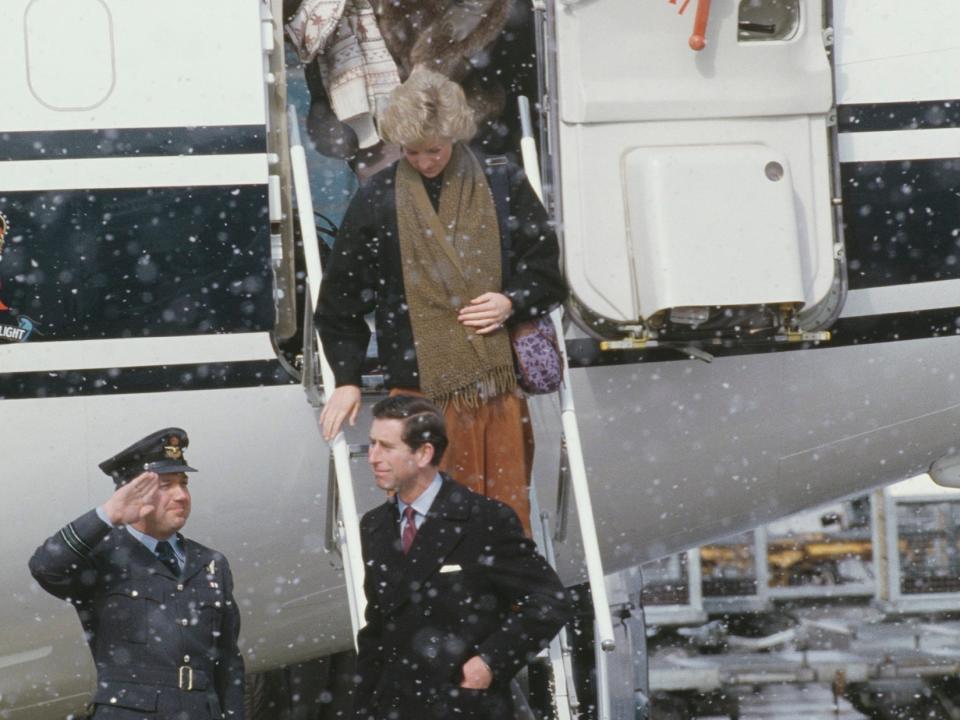 Prince Charles Princess Diana Sarah Ferguson arrive in Zurich on March 8, 1988.