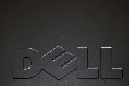 A Dell logo is pictured on the side of a computer in this photo illustration in the Manhattan borough of New York October 12, 2015. REUTERS/Carlo Allegri