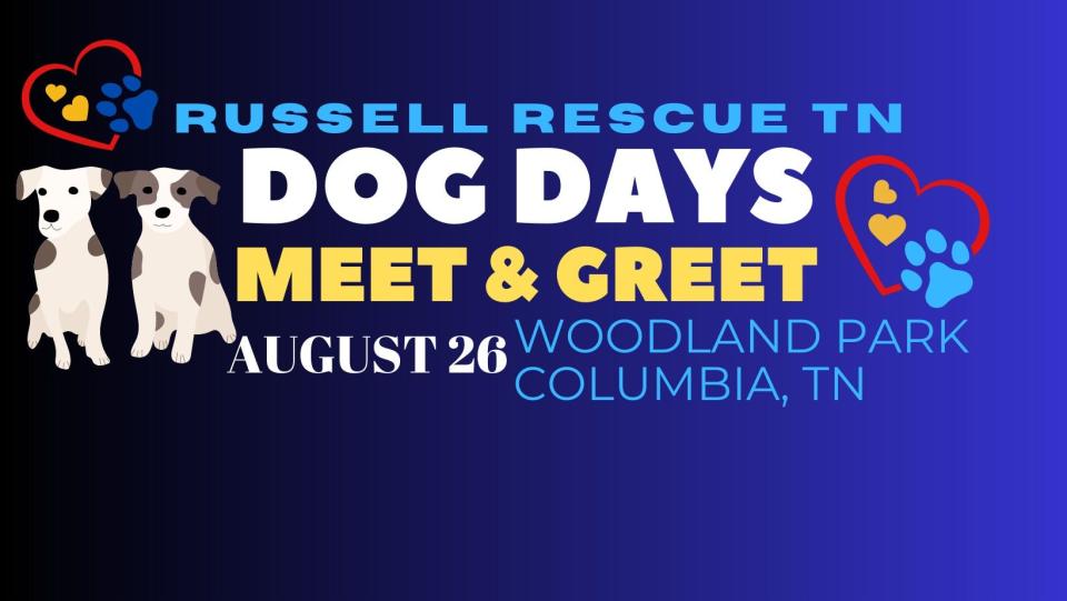 Russell Rescue of TN will host Dog Days Meet & Greet, along with Muletown Disc Golf at Woodland Park from 9:30 a.m. to 12:30 p.m. Saturday.