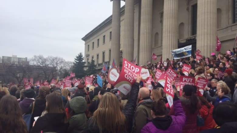 Hundreds of Manitoba nurses rally against health-care cuts