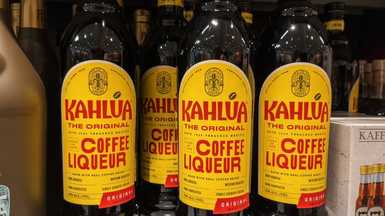 Kahlua bottles on store shelf