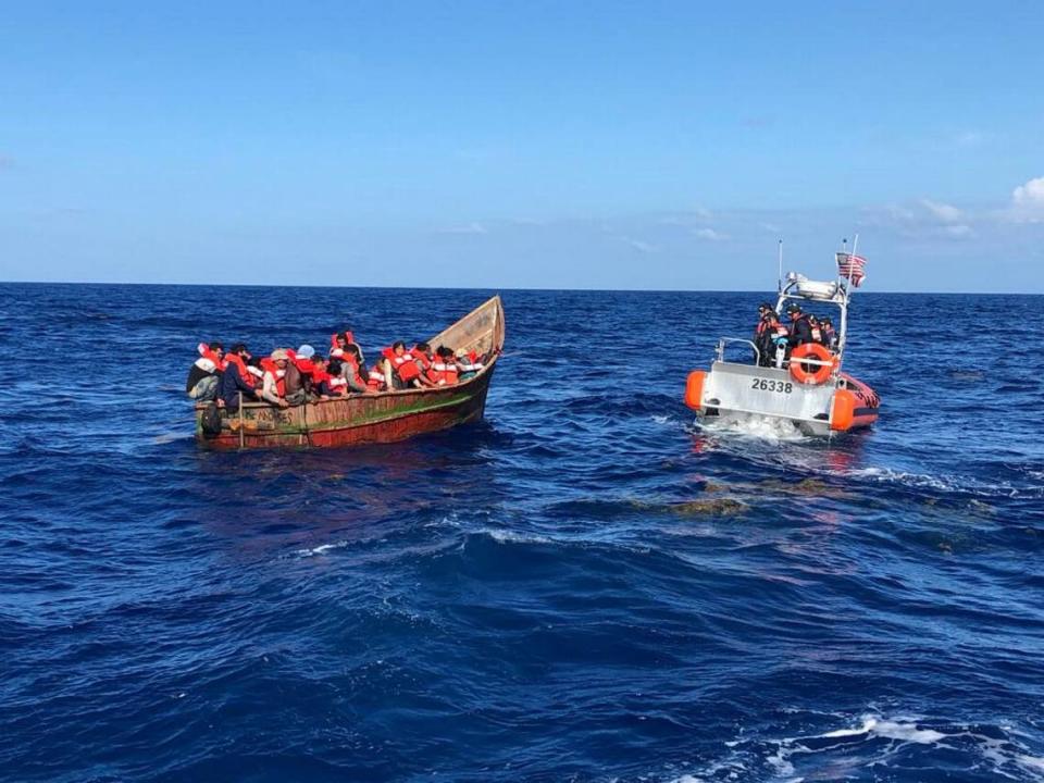A civilian notified Sector Key West watchstanders of this migrant vessel about 40 miles southwest of Key West, Florida, July 8, 2022. They were repatriated to Cuba on July 10.