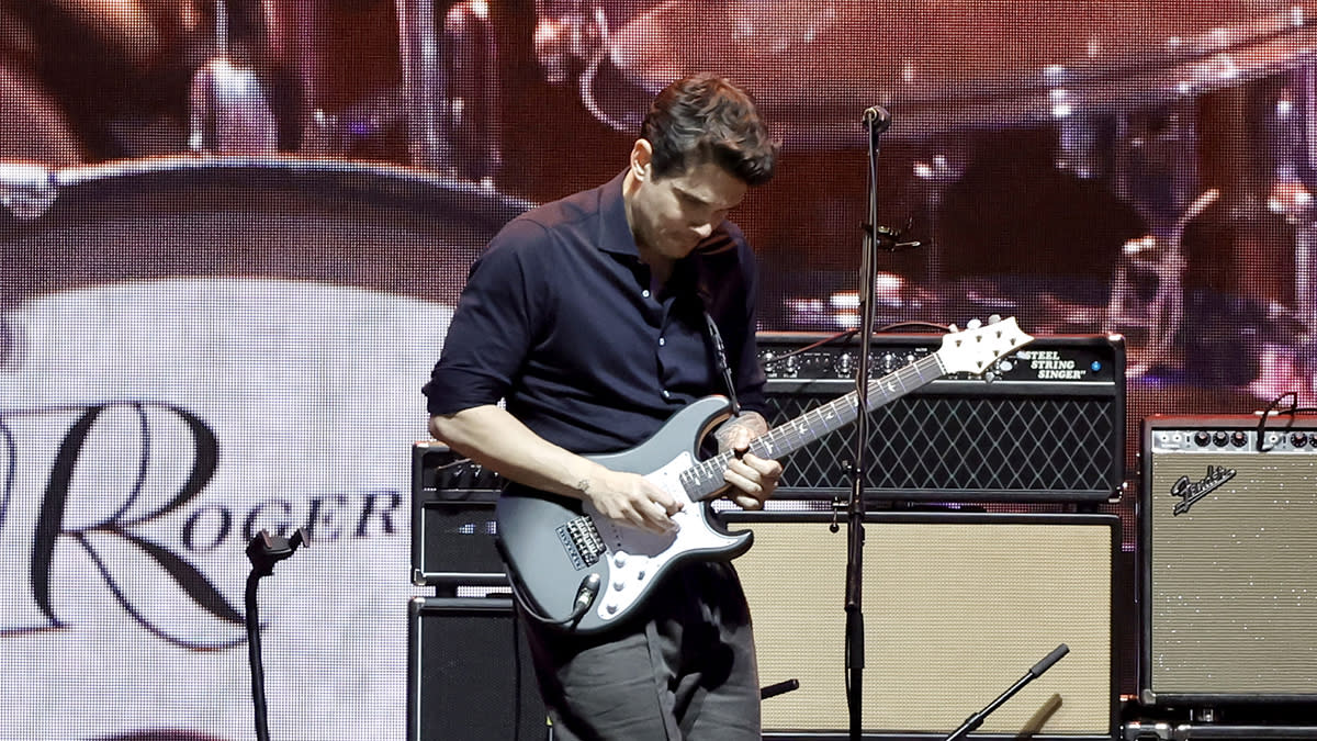  John Mayer performing onstage at the 2023 Crossroads Guitar Festival. 