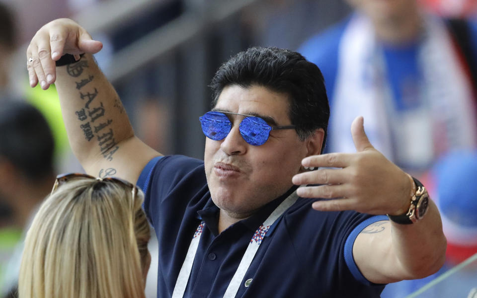 Diego Maradona made World Cup waves again by accusing officials of match fixing, this time drawing a rebuke from FIFA. (AP)