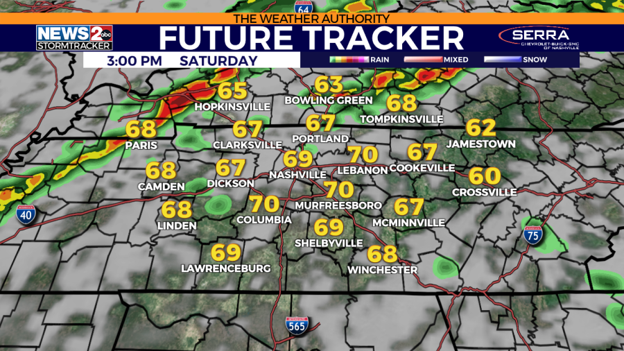 WKRN Future Tracker: Valid 3 PM Saturday 12/9.