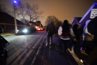 Rodney Wells, stepfather of Tyre Nichols, walks past the pole with a police crime camera, which was instrumental in recording the beating of Nichols by Memphis police officers that resulted in his death, after Rodney spoke at a prayer gathering there, in Memphis, Tenn., Monday, Jan. 30, 2023. (AP Photo/Gerald Herbert)