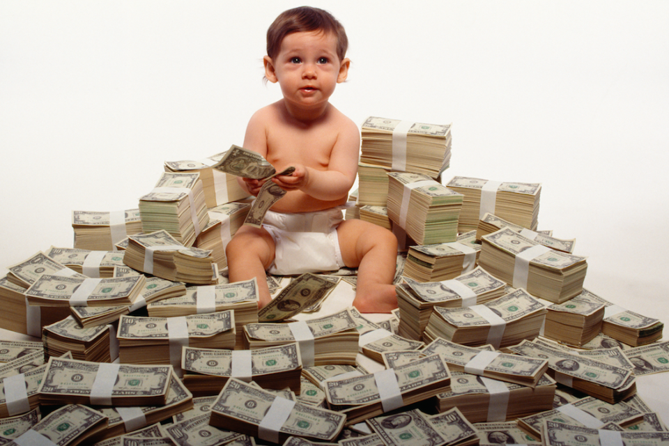 This lucky baby has a trust fund waiting for him when he grows up.