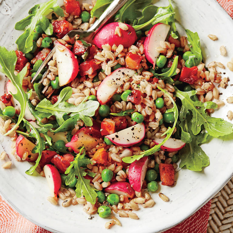 Farro Salad with Peas, Pancetta, and Radishes