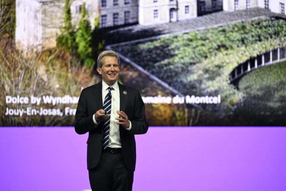 Geoffrey Ballotti, president and CEO of Wyndham Worldwide, speaking at the New York University International Hospitality Industry Investment Conference in June 2024. Matt Rickman / Questex