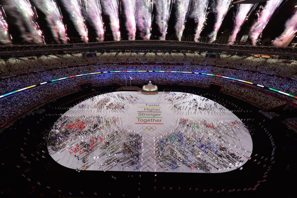 Fireworks explode during the opening ceremony.