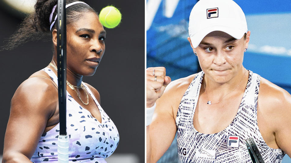 Serena Williams and Ash Barty, pictured here at the Australian Open.