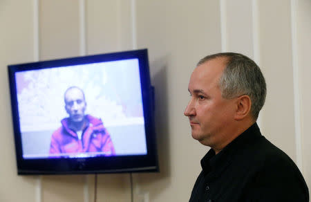 Head of the Security Service of Ukraine (SBU) Vasyl Hrytsak attends a news conference dedicated to the recent detention of two Russian servicemen, whom Ukraine's authorities regard as deserters from the Ukrainian army, in Kiev, Ukraine, November 22, 2016. REUTERS/Valentyn Ogirenko