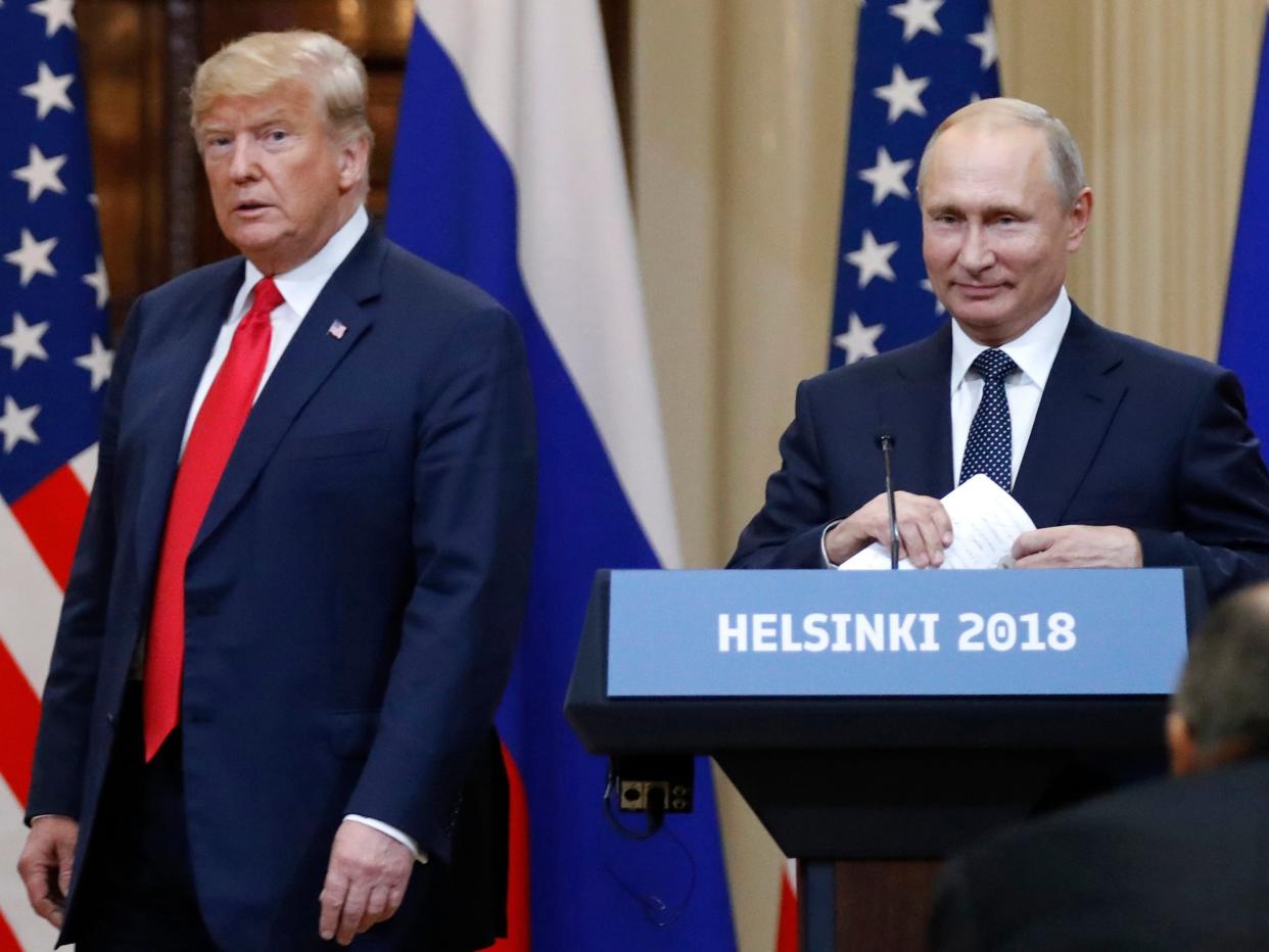 Presidents Donald Trump and Vladimir Putin in Helsinki: AP