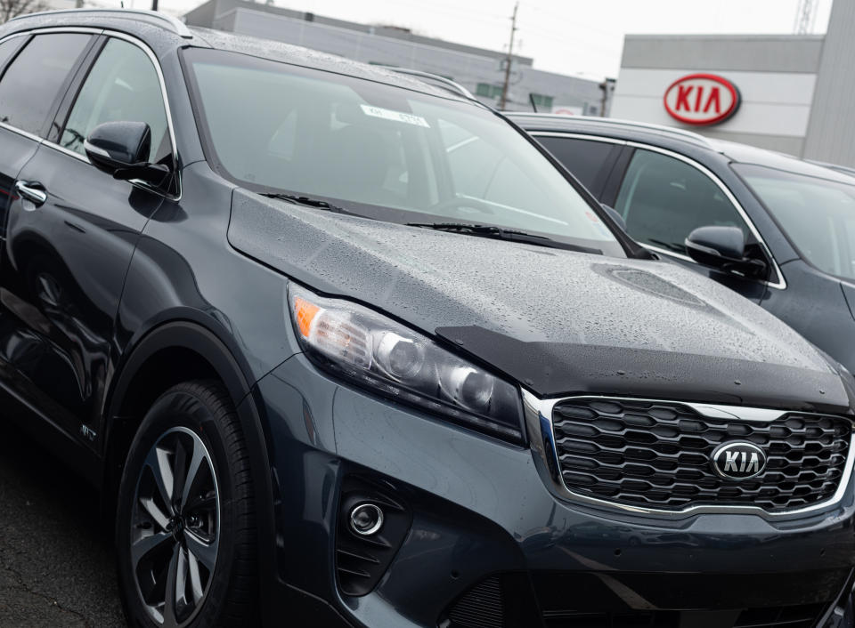 Halifax, Canada - February 25, 2020 - A 2020 Kia Sorento Suv at a dealership in Halifax's North End.