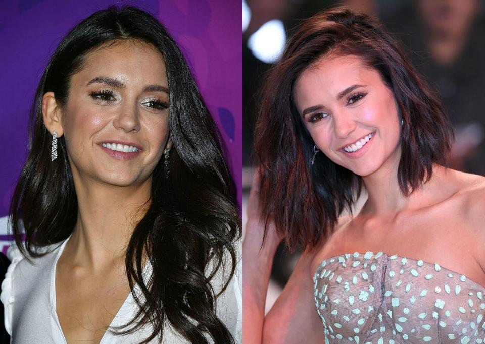 <p><strong>Quand : Janvier 2017 </strong><br> Nina Dobrev avait des cheveux longs et foncés depuis si longtemps que nous avons presque été choqués de la voir avec un <em>lob</em> plus court, sexy et rougeoyant lors de l’avant-première londonienne de <em>xXx: Reactivated</em>. La coupe est mignonne et jeune, tout comme Nina ! L’ancienne star de <em>Vampire Diaries</em> a confié à propos de sa nouvelle coupe sur Instagram : « Des cheveux courts. J’m’en fiche, c’est la nouvelle année. Nouvelle coupe, nouveau moi. <em>(Photos : Getty Images/January 2017)</em> </p>