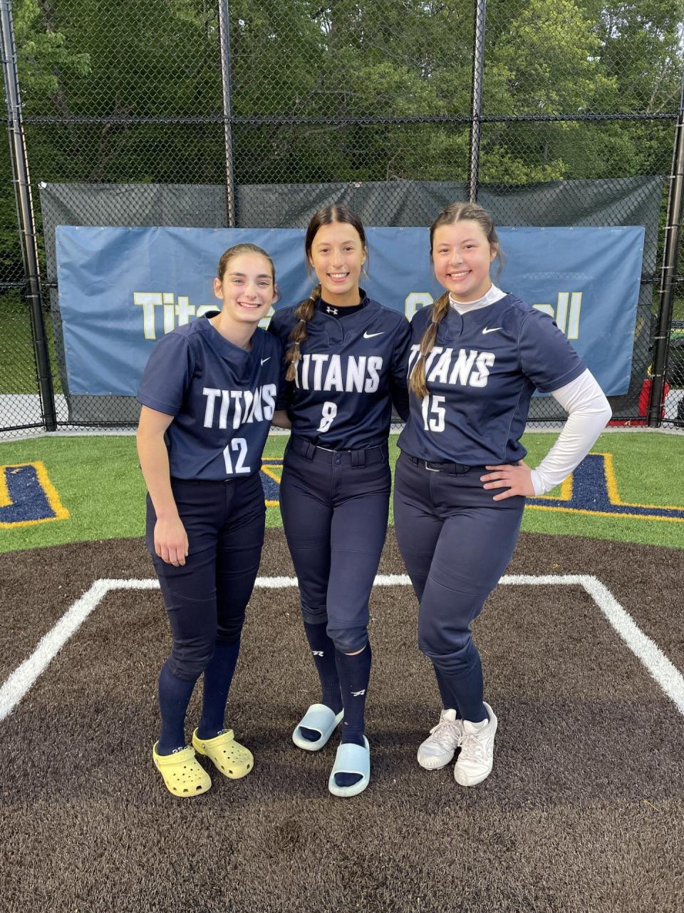 Webster Thomas' Ruby Marrapese, Anna Bello and Maddie Hicks led the Titans to a third straight Section V final after a 5-3 win over Bishop Kearney Thursday, May 25, 2022 at Linda McCoy Field.