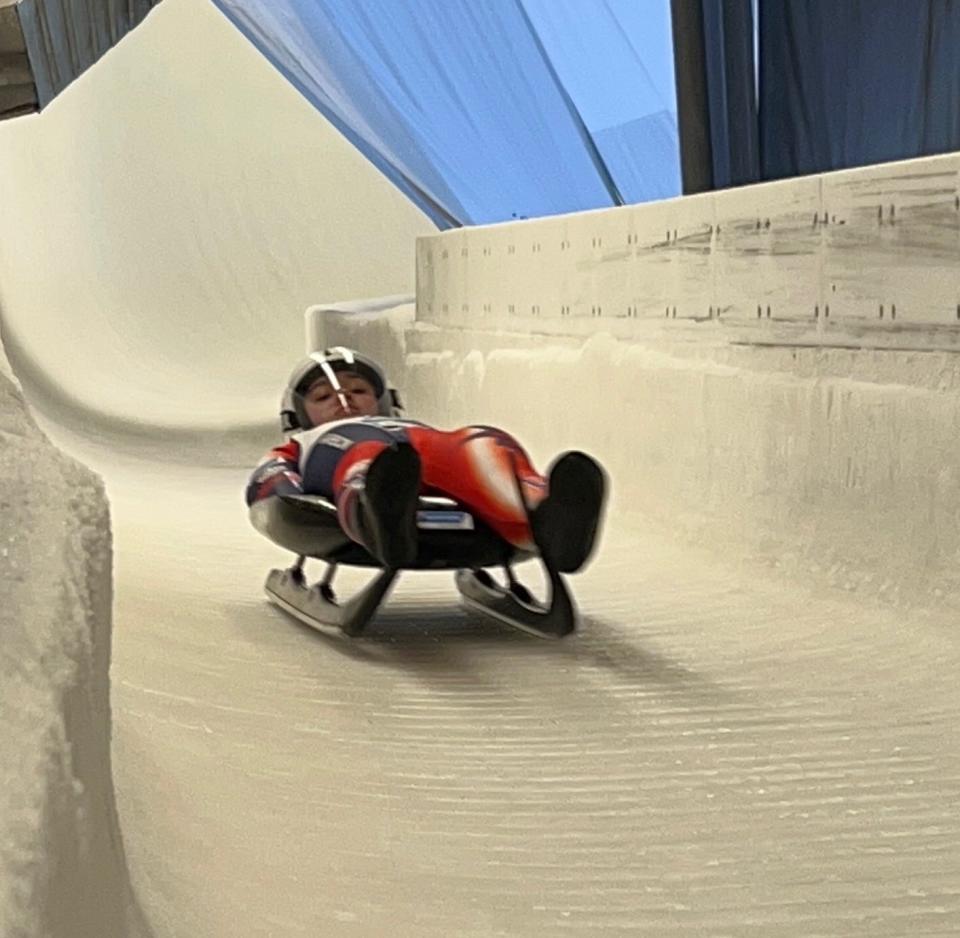 Thomas Worthington junior Adeline Albert has returned to luge competition after recovering from a traumatic brain injury suffered in a training accident in February.