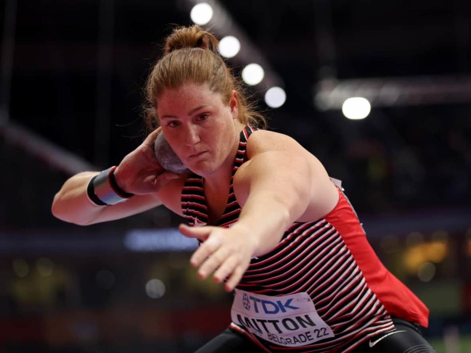 25-year-old Sarah Mitton, from Brooklyn, N.S., seen during the World Athletics indoor championships in March, is enjoying the best stretch of her athletic career while entering this week's nationals in Langley B.C. (Maja Hitij/Getty Images for World Athletics - image credit)