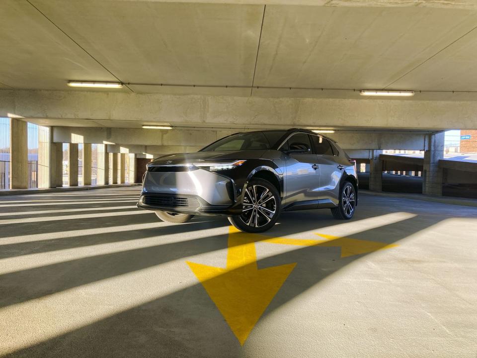 a car parked in a parking garage