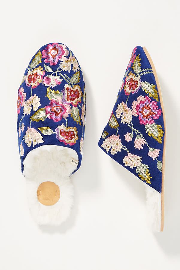 Sage Floral Slippers 