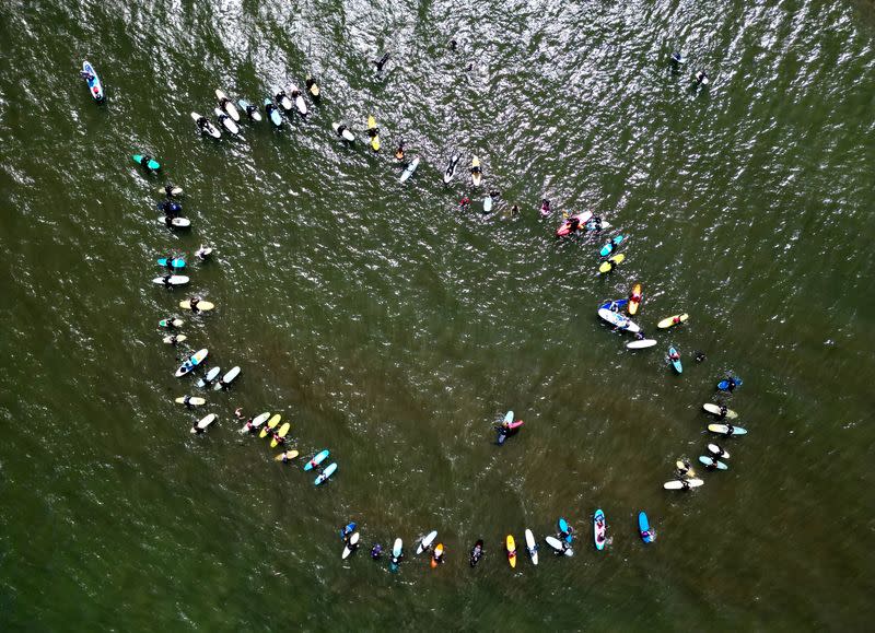 Surfers Against Sewage protest on Saltburn Beach in Saltburn