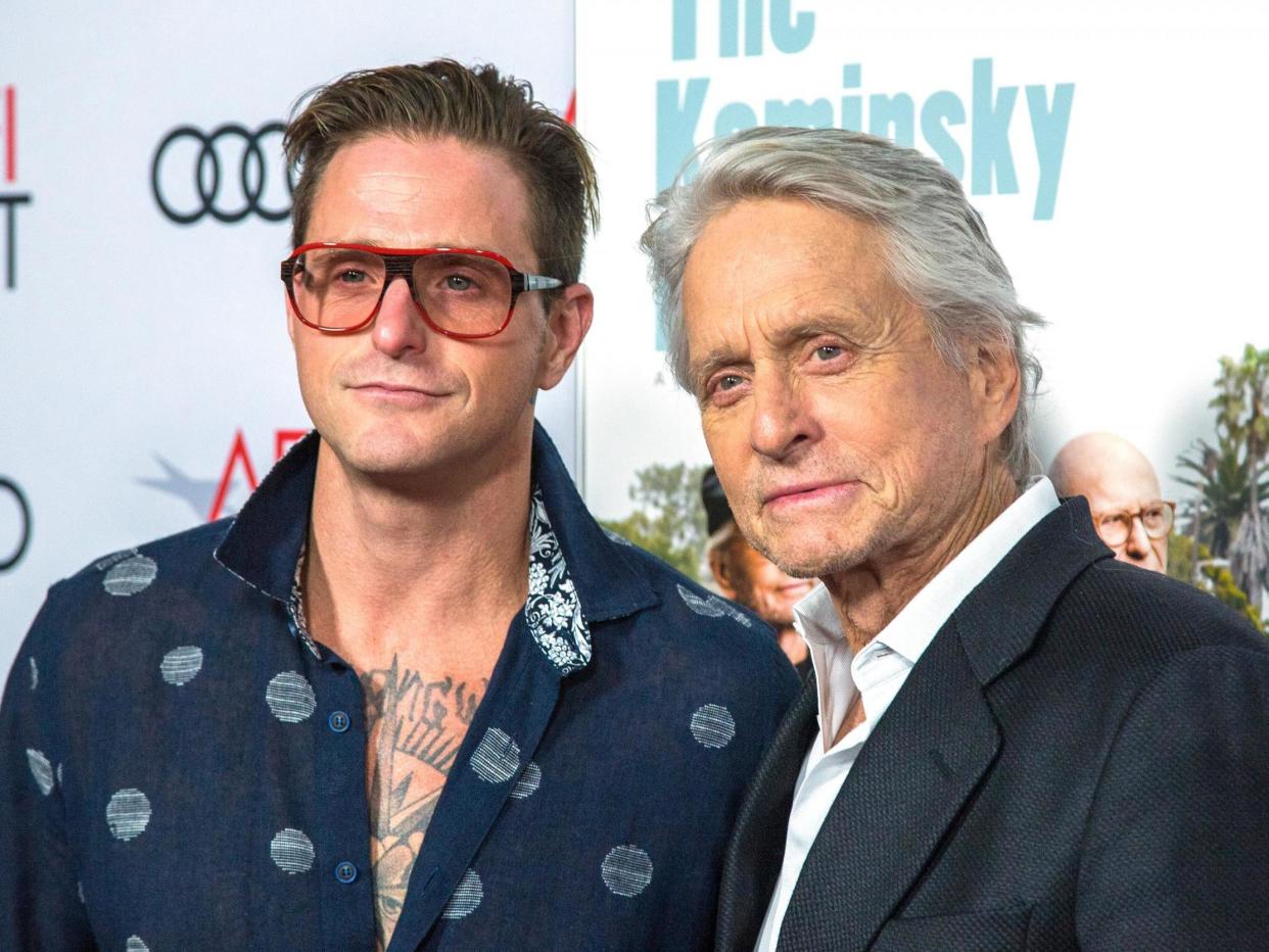 Cameron Douglas and Michael Douglas at a Netflix event in 2018: DAVID MCNEW/AFP/Getty Images