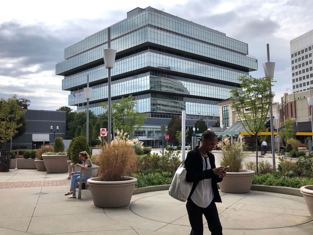 The headquarters of Purdue Pharma is shown on September 16, 2019 in Stamford, Connecticut. The pharmaceutical company, which makes OxyContin, the opioid often cited as starting the opioid crisis, has filed for Chapter 11 bankruptcy.