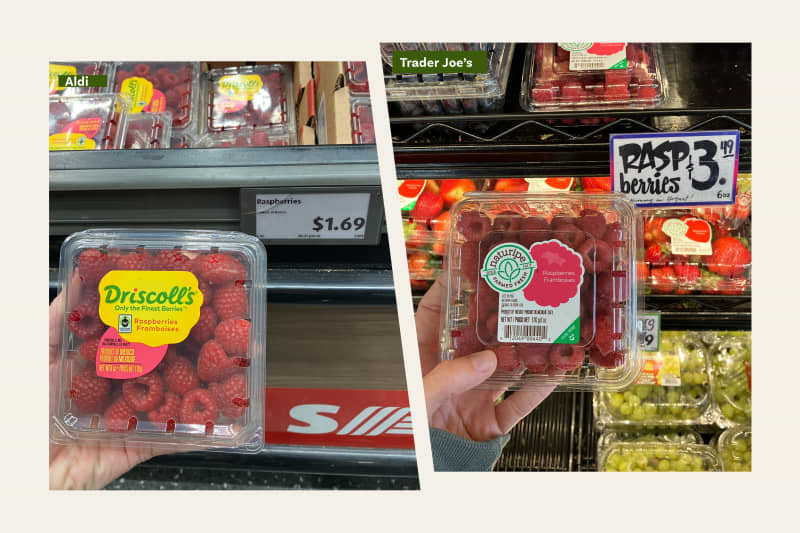 Aldi vs. Trader Joe's Raspberries.