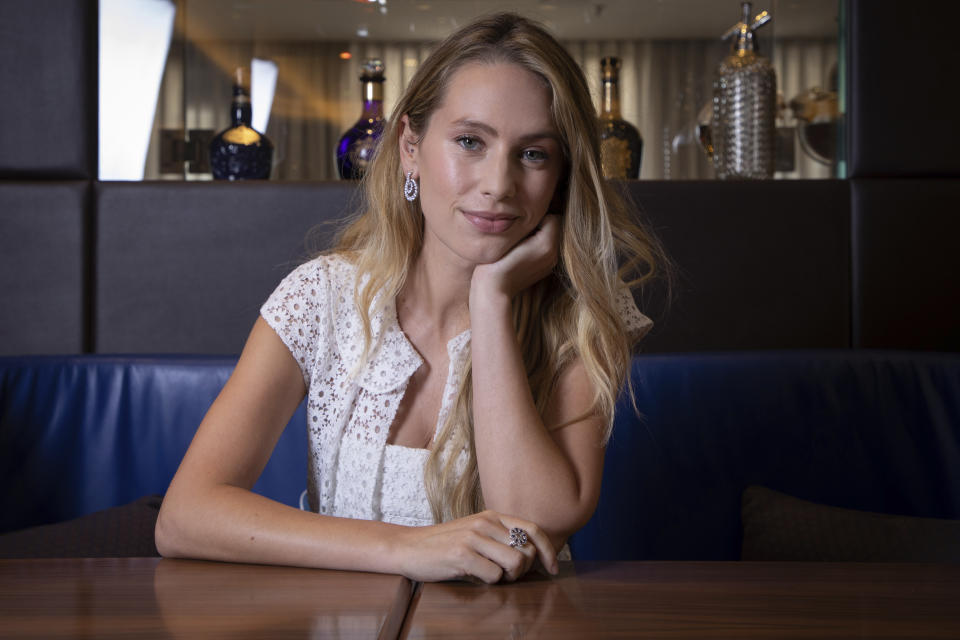 Dylan Frances Penn poses for portrait photographs for the film 'Flag Day', at the 74th international film festival, Cannes, southern France, Saturday, July 10, 2021. (Photo by Vianney Le Caer/Invision/AP)