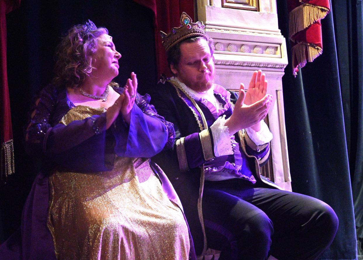 The King and queen watch the ball as Cinderella steals the heart of the Prince at the Branch County Community Theater's Rogers and Hammerstein musical Friday and Saturday at Tibbits Opera House.