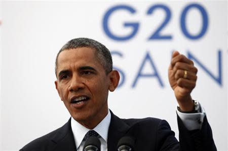 U.S. President Barack Obama speaks during a news conference at the G20 Summit in St. Petersburg, Russia September 6, 2013. REUTERS/Kevin Lamarque