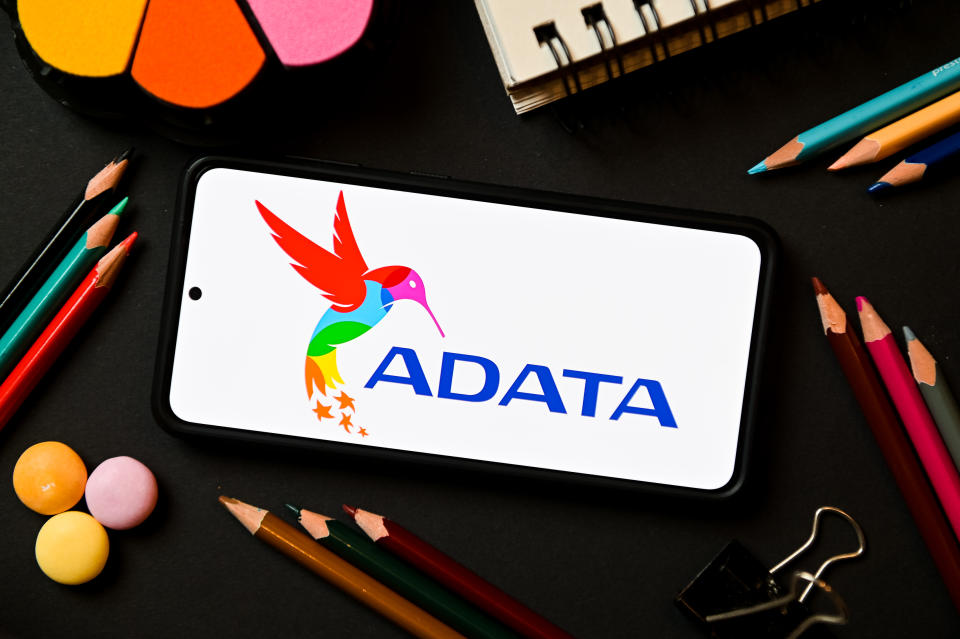 POLAND - 2022/12/17: In this photo illustration an Adata logo seen displayed on a smartphone. (Photo Illustration by Mateusz Slodkowski/SOPA Images/LightRocket via Getty Images)