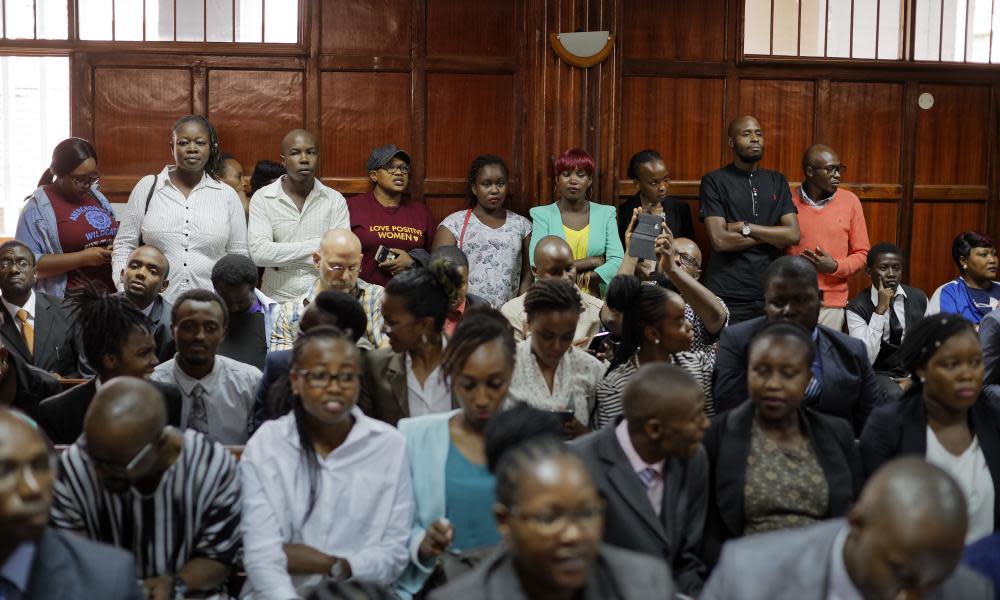 Campaigners gather to hear the decision on the case in Nairobi, Kenya.