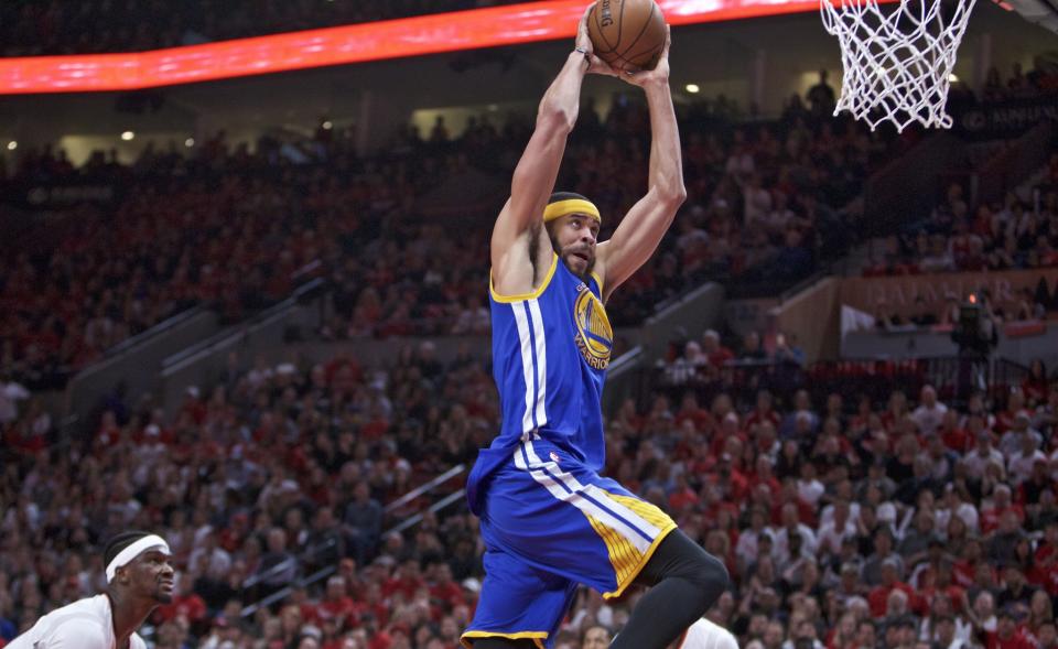 JaVale McGee has made a major impact off the bench for the Warriors against Portland. (AP)