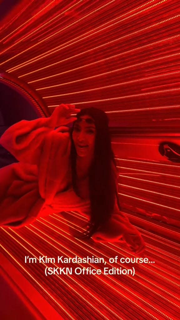 The SKKN By Kim founder also showed off her office's red light therapy bed.