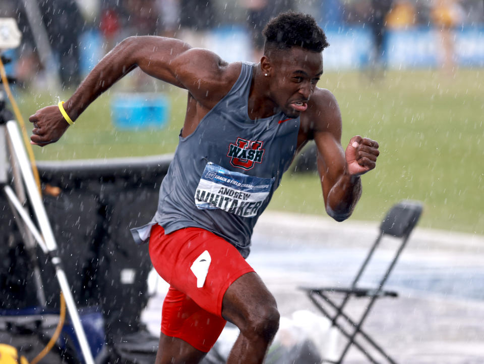 Washington University's Andrew Whitaker is also a track star for the team's indoor and outdoor teams. (Photo by Grant Halverson/NCAA Photos via Getty Images)