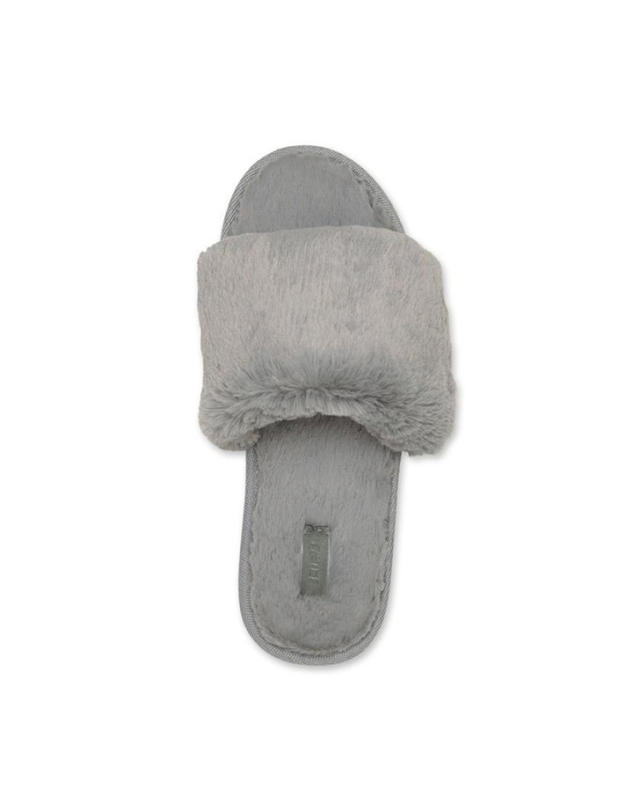 SKIMS Fuzzy Faux Fur Slide Slippers Womens 36 (5.5/6 US) Grey Plush Super  Soft