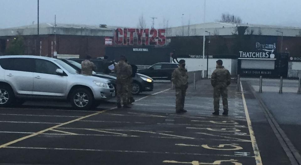 The army arrive at the Ashton Gate stadium in Bristol to set up Britain's first mass coronavirus vaccination programme. (BristolLive/BPM)