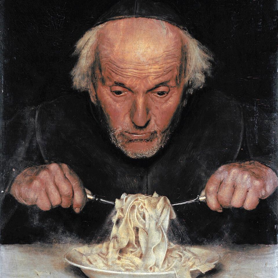 The Pasta Eater, by an unknown 19th-century artist, hangs in Rome’s pasta museum - Getty