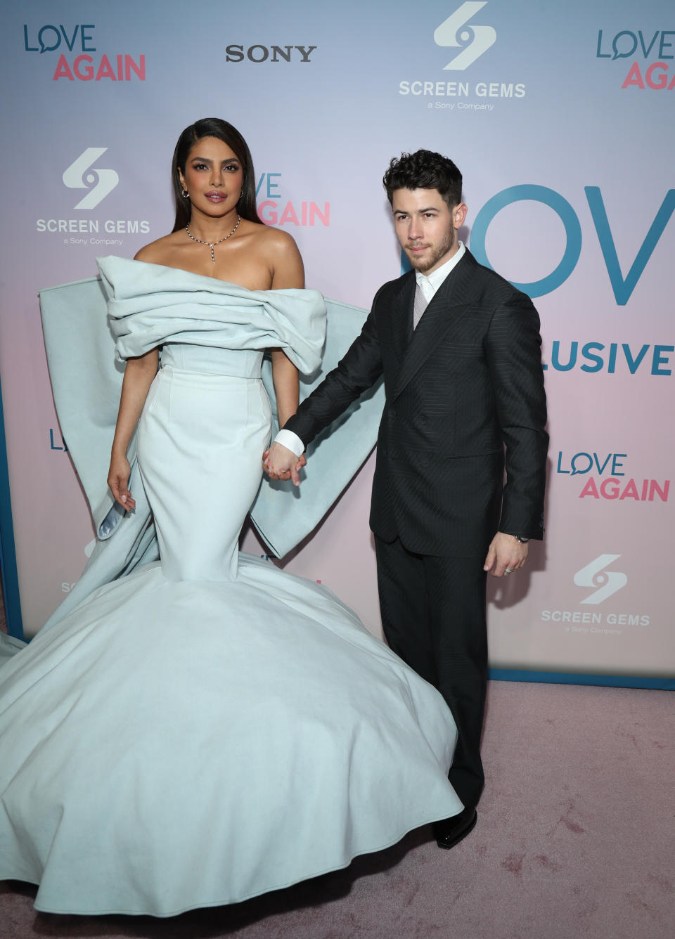 NEW YORK, NEW YORK - MAY 03: Priyanka Chopra and Nick Jonas attend the "Love Again" New York screening at AMC Lincoln Square Theater on May 03, 2023 in New York City. (Photo by Manny Carabel/WireImage)