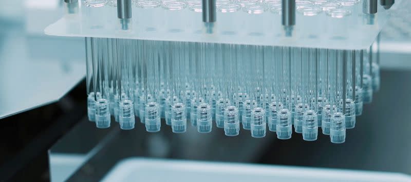 View of syringes that are filled in sterile conditions and used in injectable medicines