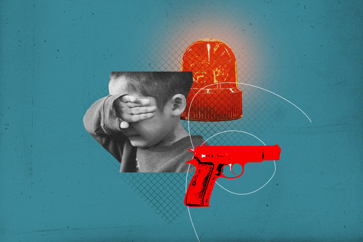 What the latest research shows about how firearm violence affects kids. (Photo illustration: Yahoo News; photo: Getty Images)