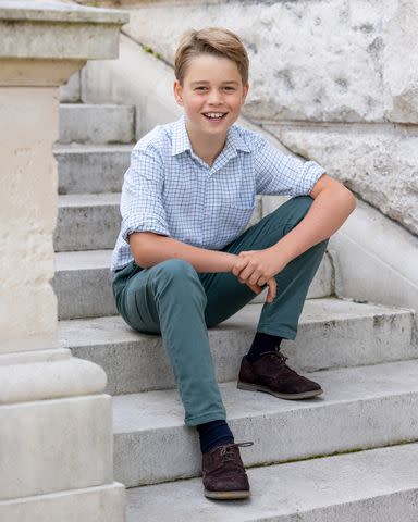 <p>Millie Pilkington/Getty</p> Prince George of Wales before his tenth birthday in Windsor, England.