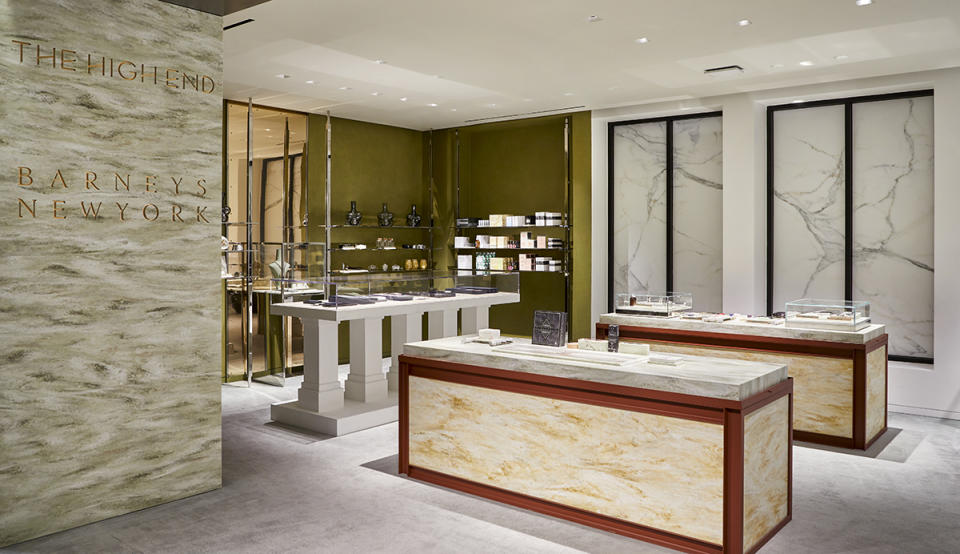 A hero shot of the interior of The High End cannabis shop in Barney's.