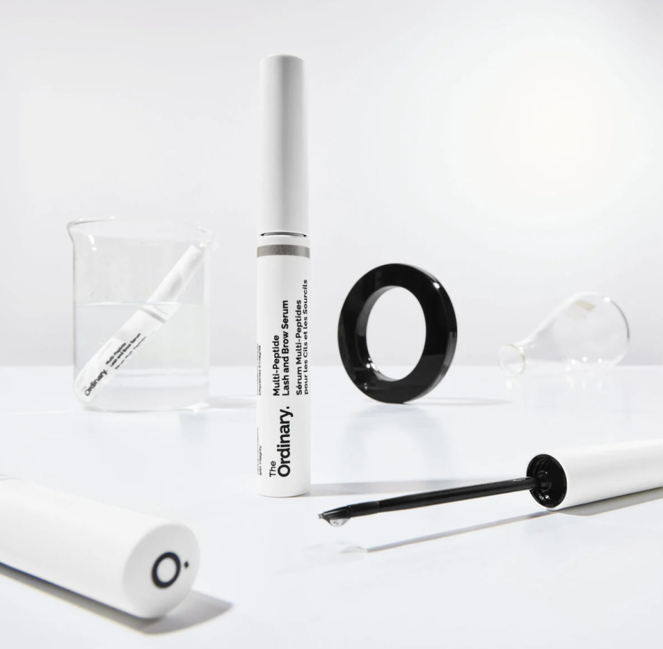 Multi-Peptide Lash and Brow Serum in white tubes on white background (Photo via The Ordinary)